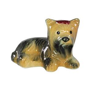 Vintage Yorkshire Terrier Bone China Figurine Miniature Yorkie Collectible Dog